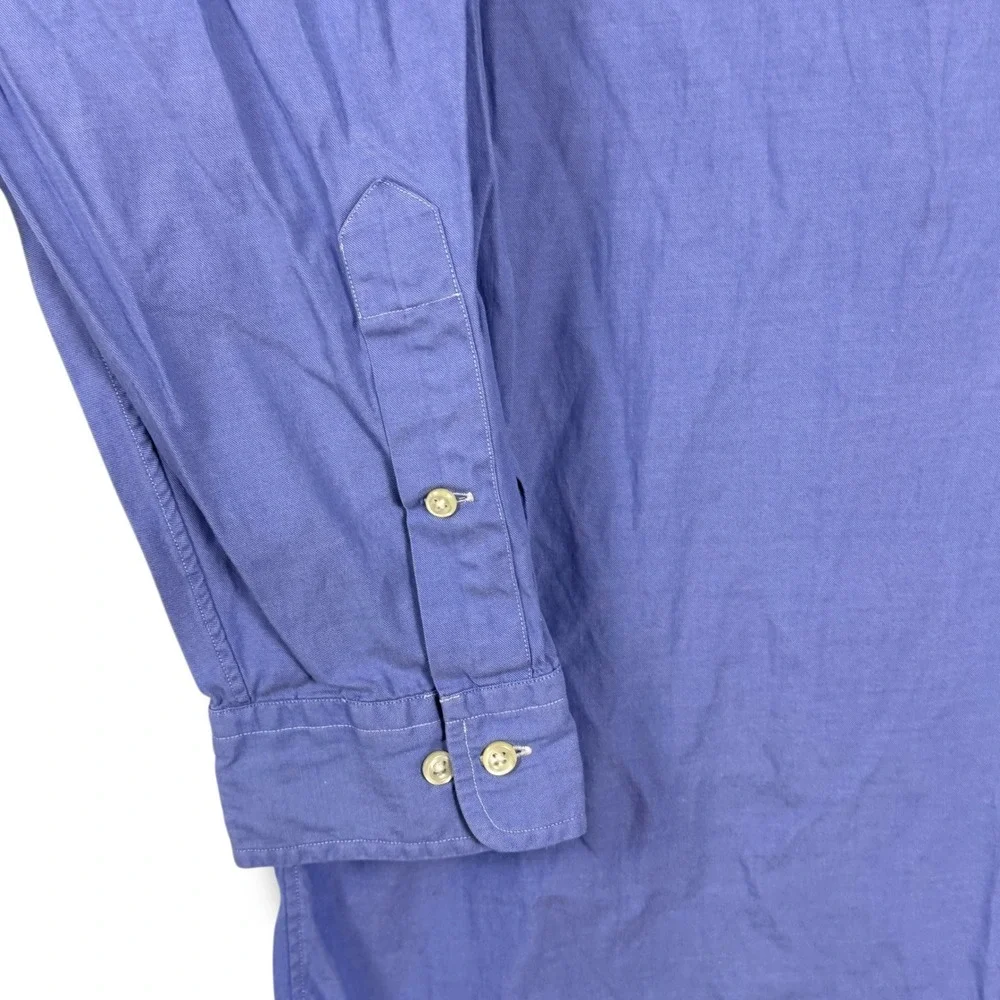 Ralph Lauren Button Down Shirt Mens 17.5 34/35 Blue Classic Fit Long‎ Sleeve